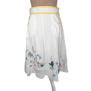 Mermaid by Anthropologie Embroidered Skirt Sz 0 Nautical Whimsical Coquette